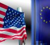 USA- und Europa-Flagge nebeneinander