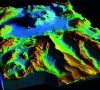 GIS 3D lidar map, a model of the earth's surface obtained after