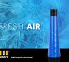 Blauer Kunststoff-Flacon mit Aufschrift Fresh Air